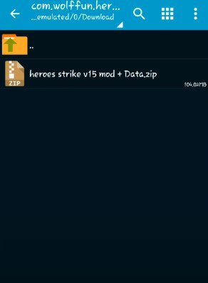 3. Kemudian pada folder Download cari file yang namanya Heroes Strike jika sudah ketemu tinggal klik file tersebut