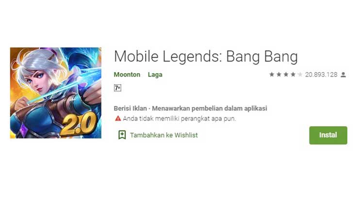 Download Install Game Mobile Legend di Google Play Store