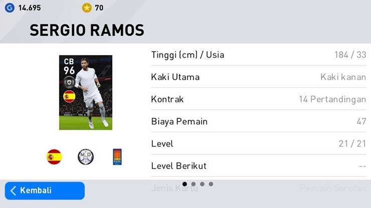 Sergio Ramos ( Bek Real Madrid PES Android 2020 )