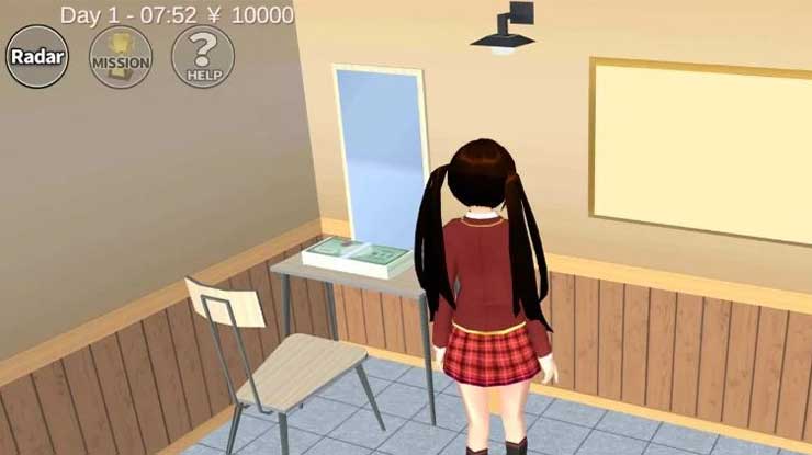 Kumpulkan Uang di Kamar Karakter Cewek Sakura School Simulator
