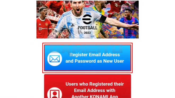 Register Email Address and Password as New User