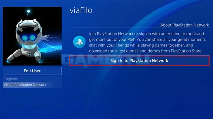 Tap Sign In to PlayStation Network