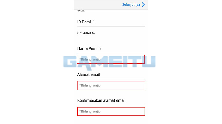 Masukkan Nama Pengguna Email