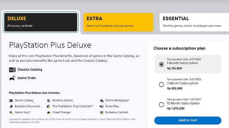 Daftar Harga Langganan PlayStation Plus Deluxe