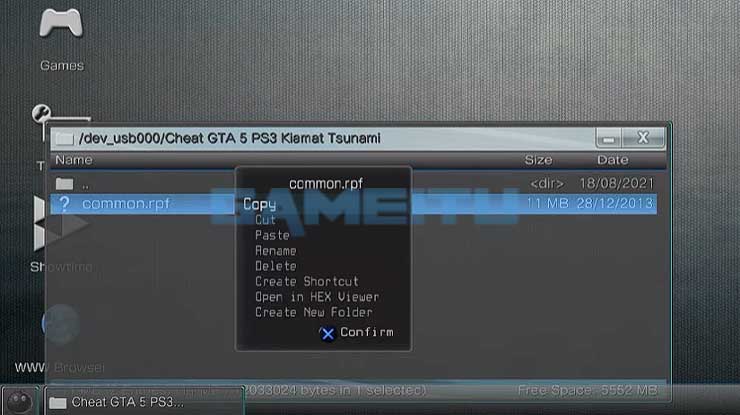 Salin Cheat ke GTA V PS3